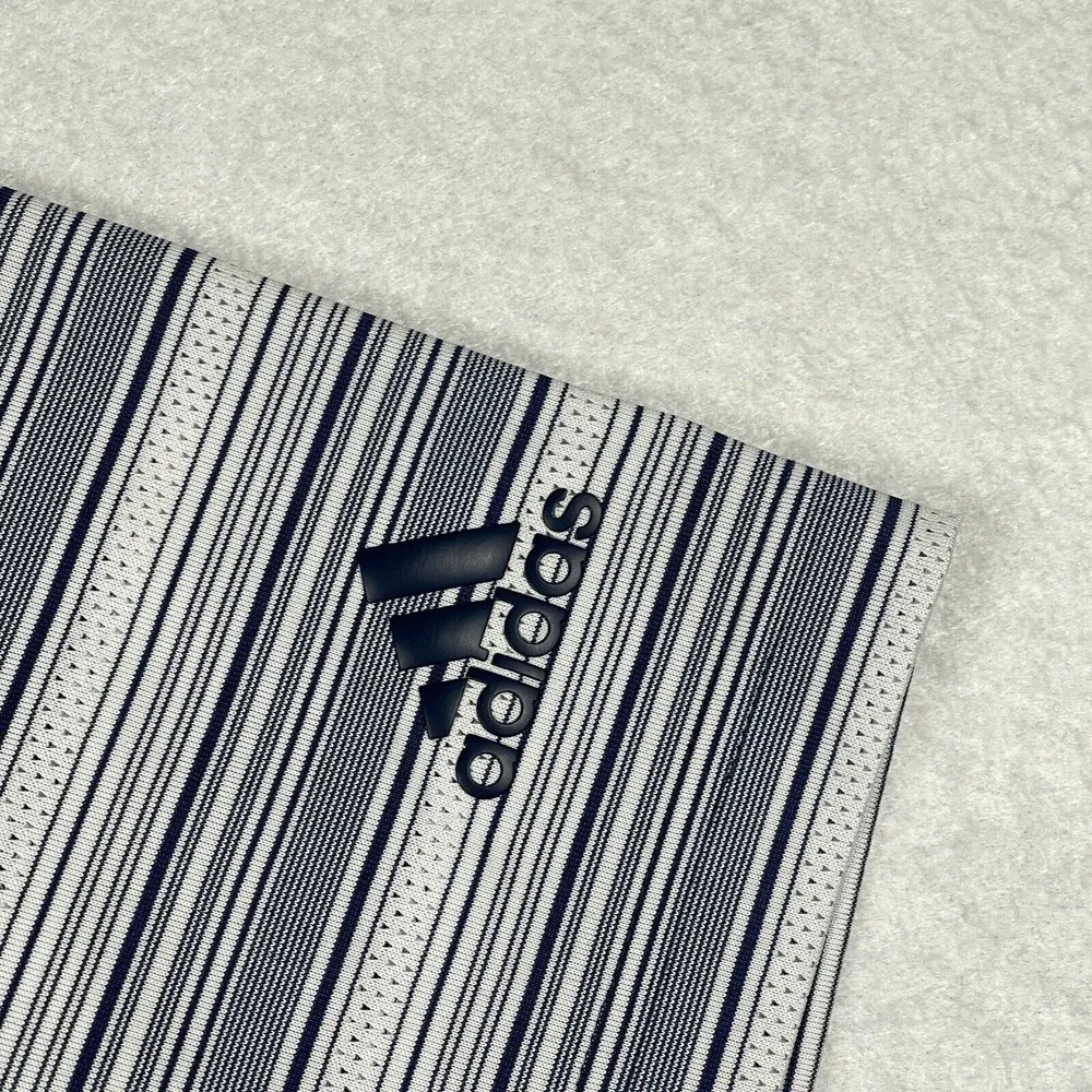 Adidas Polo Shirt Mens‎ Large Gray Striped Golf Casual Vacation Travel Preppy